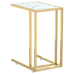 vidaXL Computer-Beistelltisch Weiß Marmor 50x35x65 cm Hartglas