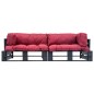 vidaXL 2-tlg. Outdoor-Sofa-Set Paletten mit Kissen in Rot Kiefernholz vidaXL 2-tlg. Outdoor-Sofa-Set Paletten mit Kissen in Rot Kiefernholz