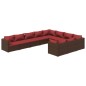 vidaXL 10-tlg. Garten-Lounge-Set mit Kissen Poly Rattan Braun vidaXL 10-tlg. Garten-Lounge-Set mit Kissen Poly Rattan Braun