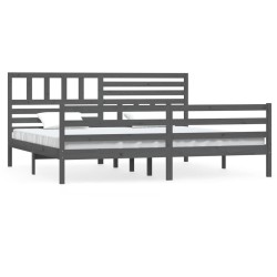 vidaXL Massivholzbett Grau 180x200 cm