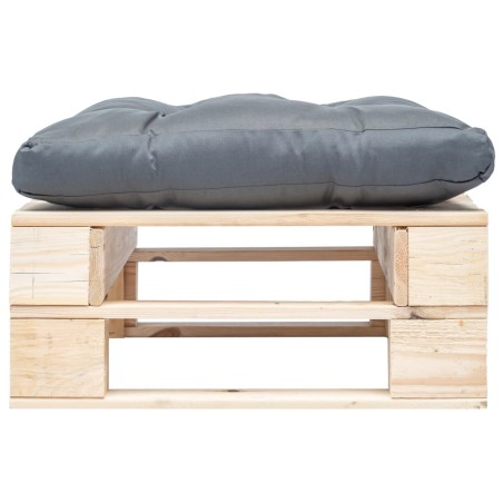 Garten-Palettenhocker mit Kissen in Grau Holz Natur