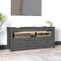 vidaXL TV-Schrank Grau 114x35x52 cm Massivholz Kiefer