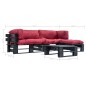 vidaXL 4-tlg. Garten-Lounge-Set aus Paletten mit Roten Kissen Holz vidaXL 4-tlg. Garten-Lounge-Set aus Paletten mit Roten Kissen Holz