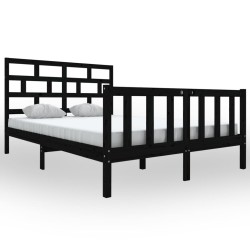vidaXL Massivholzbett Schwarz Kiefer 150x200 cm