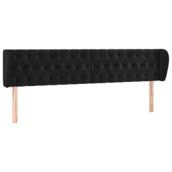 vidaXL Kopfteil mit Ohren Schwarz 203x23x78/88 cm Samt