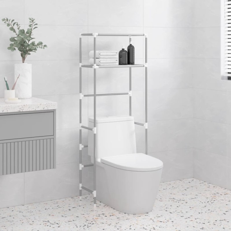 vidaXL Toilettenregal 2 Ablagen Grau 53,5x28x143 cm Eisen vidaXL Toilettenregal 2 Ablagen Grau 53,5x28x143 cm Eisen