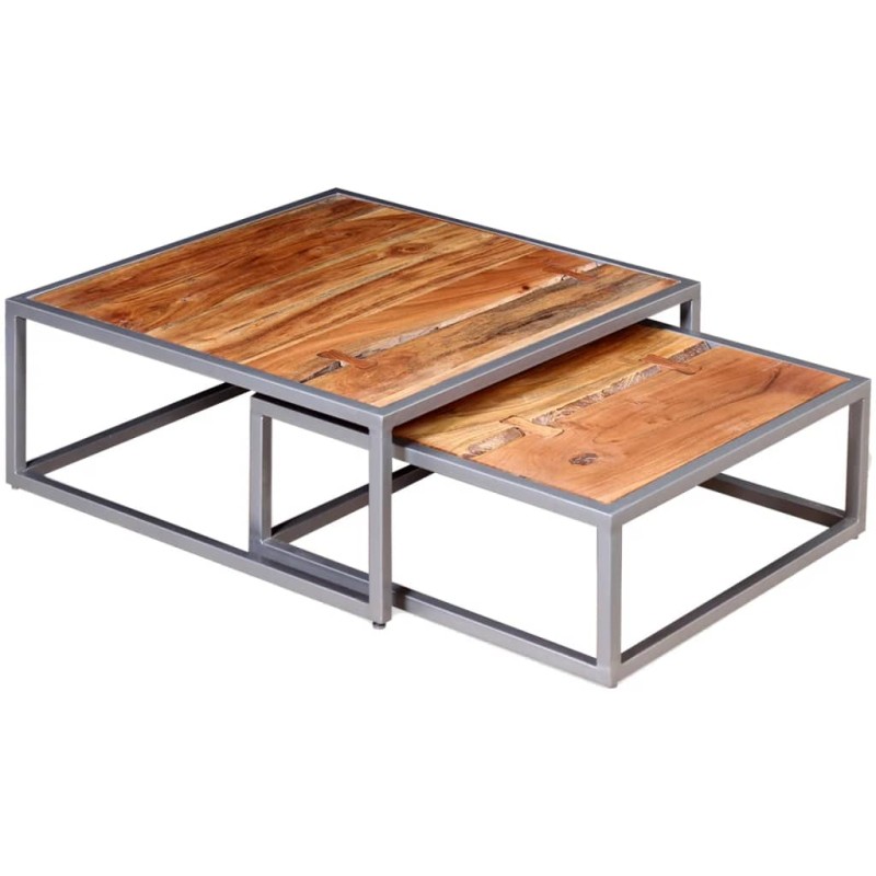 vidaXL Zweiteiliges Couchtisch-Set Akazienholz Massiv vidaXL Zweiteiliges Couchtisch-Set Akazienholz Massiv
