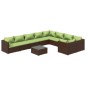 vidaXL 10-tlg. Garten-Lounge-Set mit Kissen Poly Rattan Braun vidaXL 10-tlg. Garten-Lounge-Set mit Kissen Poly Rattan Braun