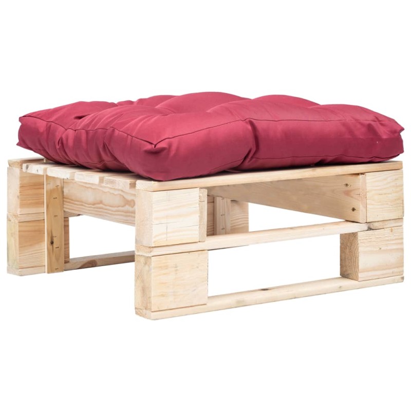 Garten-Palettenhocker mit Kissen in Rot Holz Natur Garten-Palettenhocker mit Kissen in Rot Holz Natur