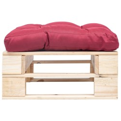 Garten-Palettenhocker mit Kissen in Rot Holz Natur
