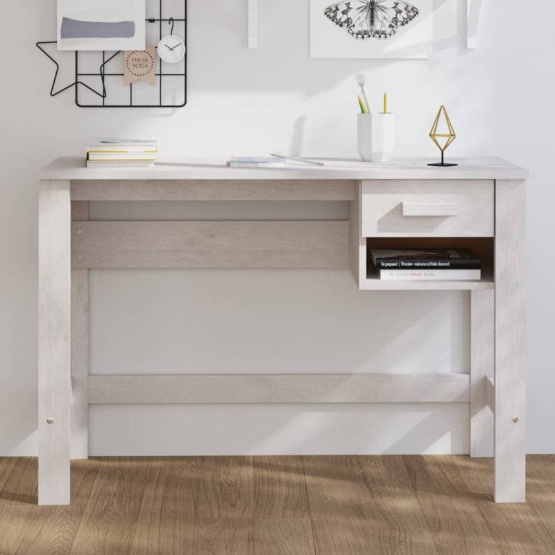 vidaXL Schreibtisch HAMAR Weiß 110x40x75 cm Massivholz Kiefer vidaXL Schreibtisch HAMAR Weiß 110x40x75 cm Massivholz Kiefer