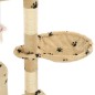 vidaXL Katzenkratzbaum mit Sisal 138 cm Beige Pfoten-Aufdruck vidaXL Katzenkratzbaum mit Sisal 138 cm Beige Pfoten-Aufdruck