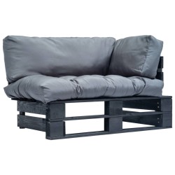 Outdoor-Sofa Paletten mit Kissen in Grau Kiefernholz