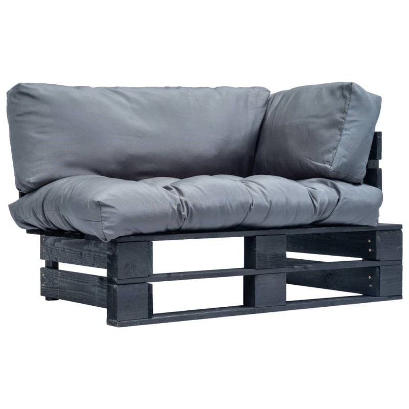 Outdoor-Sofa Paletten mit Kissen in Grau Kiefernholz Outdoor-Sofa Paletten mit Kissen in Grau Kiefernholz