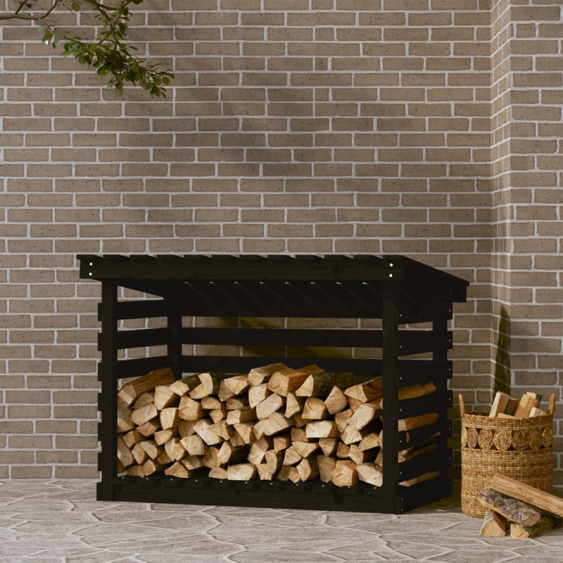 vidaXL Kaminholzregal Schwarz 108x73x79 cm Massivholz Kiefer vidaXL Kaminholzregal Schwarz 108x73x79 cm Massivholz Kiefer