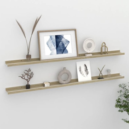 vidaXL Wandregale 2 Stk. Weiß und Sonoma-Eiche 115x9x3 cm