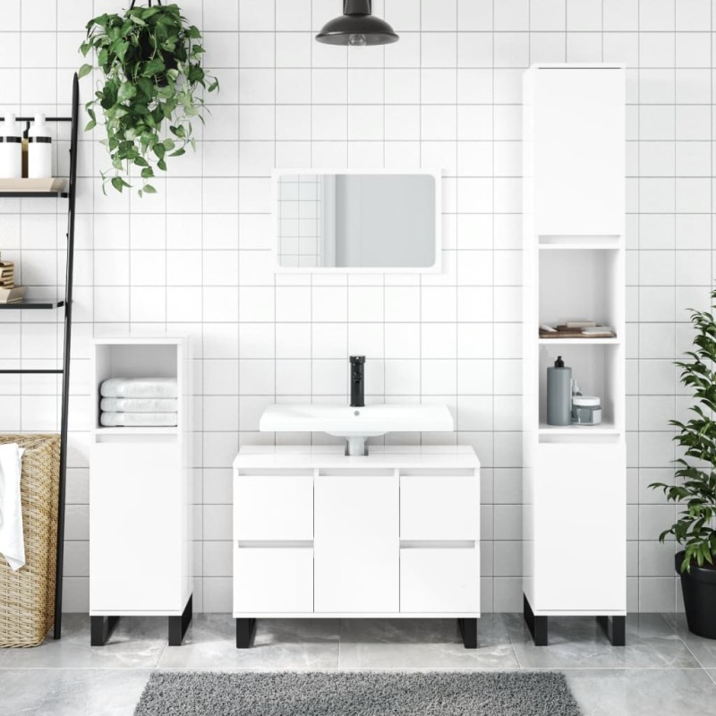 vidaXL Badschrank Hochglanz-Weiß 30x30x100 cm Holzwerkstoff vidaXL Badschrank Hochglanz-Weiß 30x30x100 cm Holzwerkstoff