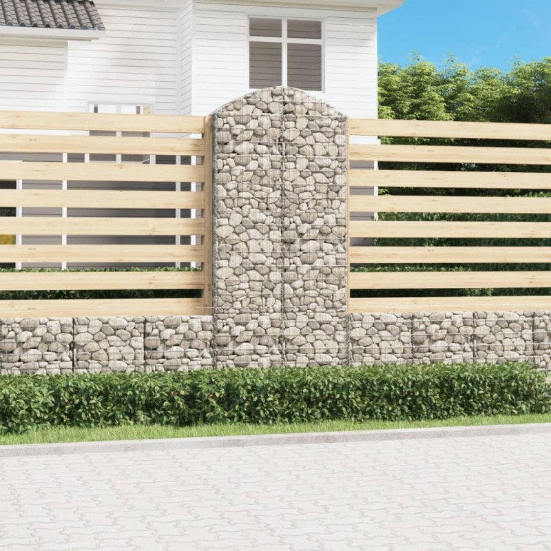 vidaXL Gabione mit Hochbogen 100x30x220/240 cm Verzinktes Eisen vidaXL Gabione mit Hochbogen 100x30x220/240 cm Verzinktes Eisen