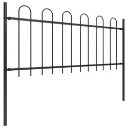 vidaXL Gartenzaun mit Bügel-Design Stahl 11,9 x 0,8 m Schwarz