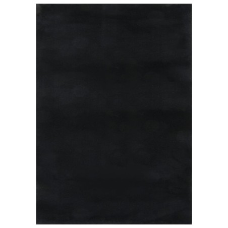 vidaXL Teppich Waschbar Flauschig Kurzflor 120x170 Rutschfest Schwarz