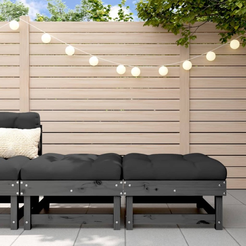 vidaXL Gartenhocker mit Kissen 2 Stk. Grau Massivholz Kiefer vidaXL Gartenhocker mit Kissen 2 Stk. Grau Massivholz Kiefer