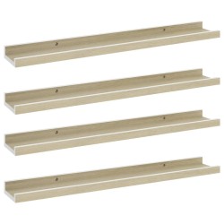 vidaXL Wandregale 4 Stk. Weiß und Sonoma-Eiche 60x9x3 cm