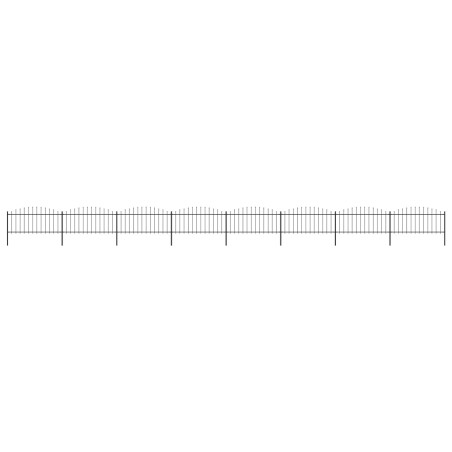 Gartenzaun mit Speerspitzen Stahl (0,5 - 0,75) x 13,6 m Schwarz