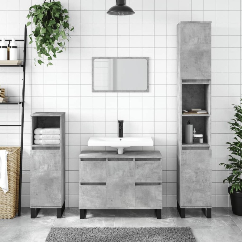 vidaXL Badschrank Betongrau 30x30x100 cm Holzwerkstoff vidaXL Badschrank Betongrau 30x30x100 cm Holzwerkstoff