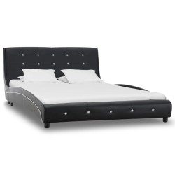 Bett Memory-Schaum-Matratze Schwarz Kunstleder 120×200cm