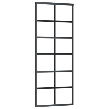 vidaXL Schiebetür ESG-Glas und Aluminium 76x205 cm Schwarz