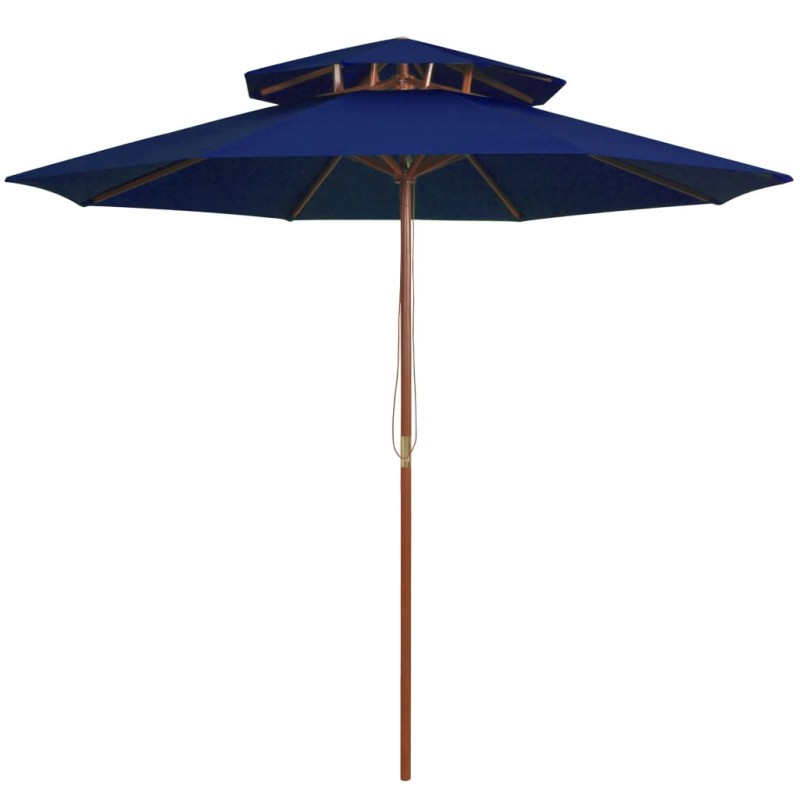 vidaXL Sonnenschirm mit Doppeldach und Holzmast Blau 270 cm vidaXL Sonnenschirm mit Doppeldach und Holzmast Blau 270 cm