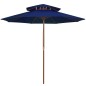 vidaXL Sonnenschirm mit Doppeldach und Holzmast Blau 270 cm vidaXL Sonnenschirm mit Doppeldach und Holzmast Blau 270 cm