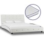 vidaXL Bett mit Memory-Schaum-Matratze Weiß Kunstleder 120×200cm vidaXL Bett mit Memory-Schaum-Matratze Weiß Kunstleder 120×200cm