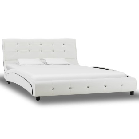 vidaXL Bett mit Memory-Schaum-Matratze Weiß Kunstleder 120×200cm