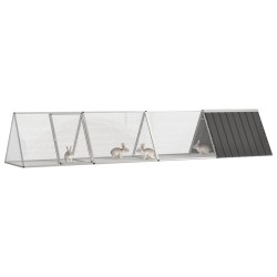 vidaXL Kaninchenkäfig Anthrazit 403,5x80,5x71 cm Verzinkter Stahl