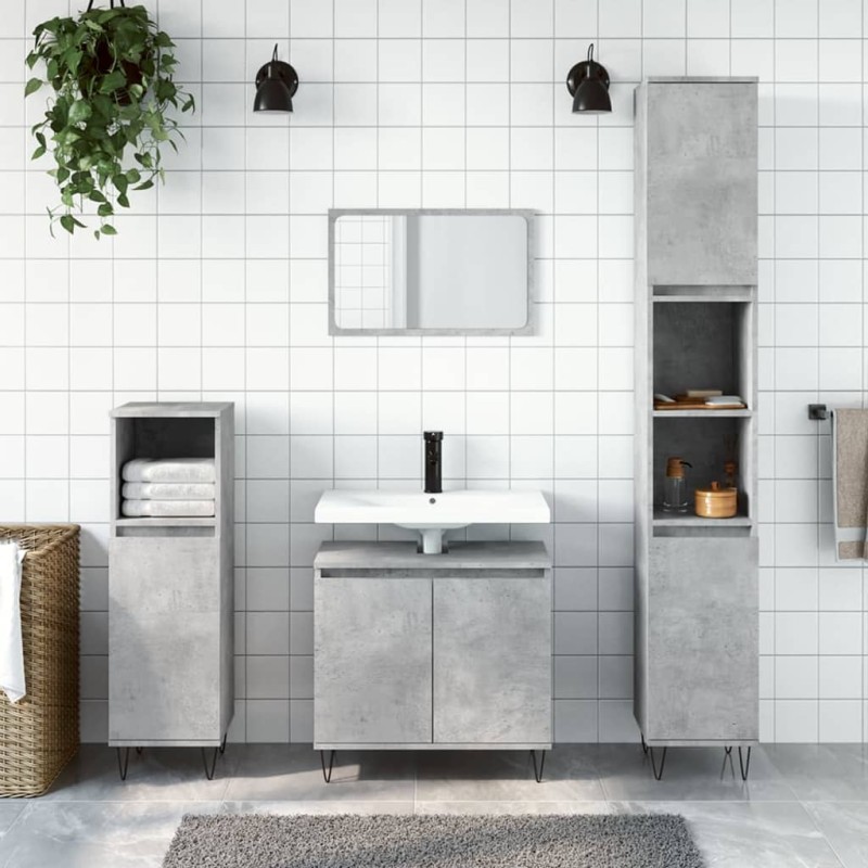vidaXL Badschrank Betongrau 58 x 33 x 60 cm Holzwerkstoff vidaXL Badschrank Betongrau 58 x 33 x 60 cm Holzwerkstoff