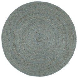 vidaXL Teppich Handgefertigt Jute Rund 180 cm Olivgrün