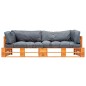 2-tlg. Garten-Palettensofa-Set Kissen in Grau Kiefernholz 2-tlg. Garten-Palettensofa-Set Kissen in Grau Kiefernholz