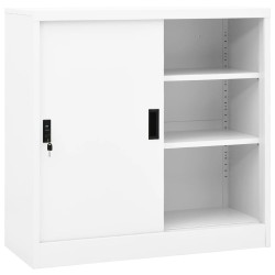vidaXL Büroschrank mit Schiebetür Weiß 90x40x90 cm Stahl 