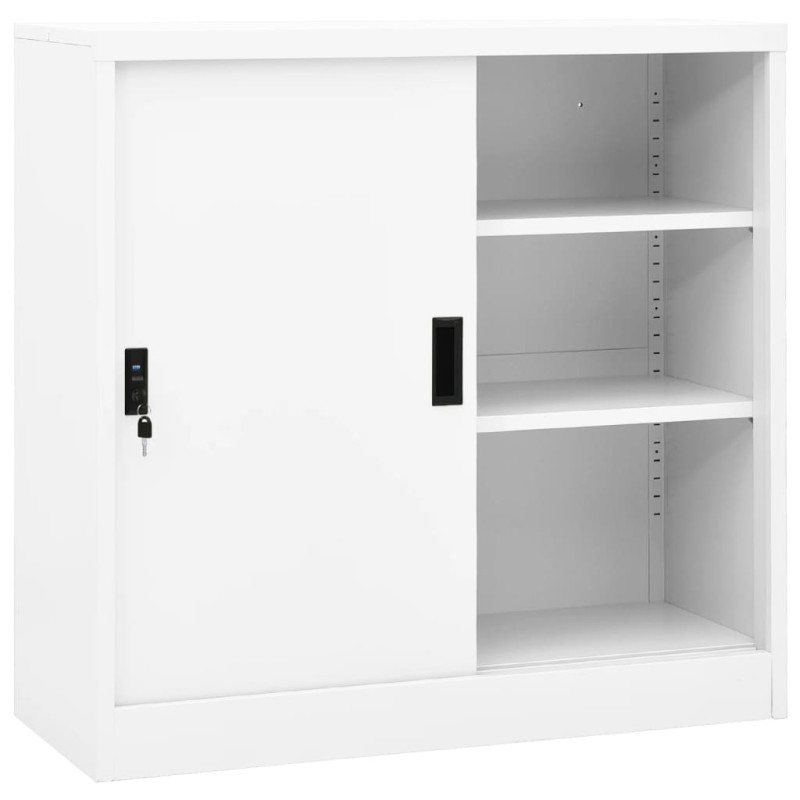vidaXL Büroschrank mit Schiebetür Weiß 90x40x90 cm Stahl vidaXL Büroschrank mit Schiebetür Weiß 90x40x90 cm Stahl