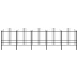 Gartenzaun mit Speerspitzen Stahl (1,75 - 2) x 8,5 m Schwarz