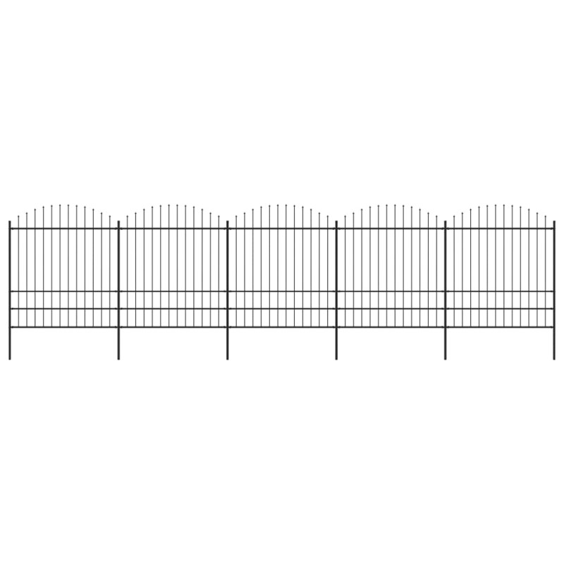 Gartenzaun mit Speerspitzen Stahl (1,75 - 2) x 8,5 m Schwarz Gartenzaun mit Speerspitzen Stahl (1,75 - 2) x 8,5 m Schwarz
