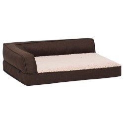 vidaXL Hundematratze Ergonomisch 75x53 cm Leinenoptik Fleece Braun