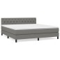 vidaXL Boxspringbett mit Matratze Dunkelgrau 160x200 cm Stoff vidaXL Boxspringbett mit Matratze Dunkelgrau 160x200 cm Stoff