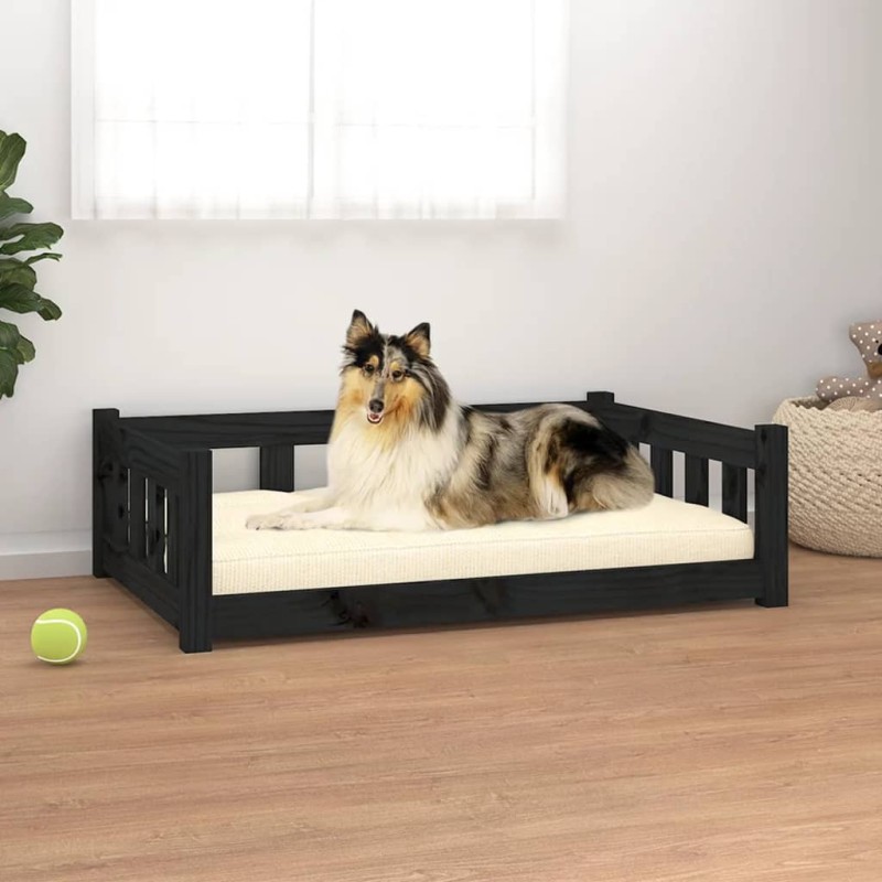 vidaXL Hundebett Schwarz 95,5x65,5x28 cm Massivholz Kiefer vidaXL Hundebett Schwarz 95,5x65,5x28 cm Massivholz Kiefer