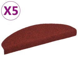 vidaXL Selbstklebende Treppenmatten 5 Stk. Rot 65x21x4 cm Nadelvlies
