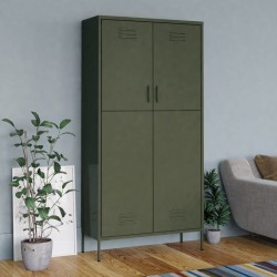 vidaXL Kleiderschrank Olivgrün 90x50x180 cm Stahl   