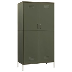 vidaXL Kleiderschrank Olivgrün 90x50x180 cm Stahl   
