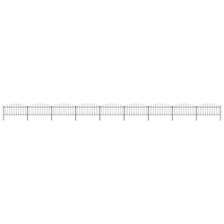 Gartenzaun mit Speerspitzen Stahl (0,5 - 0,75) x 15,3 m Schwarz