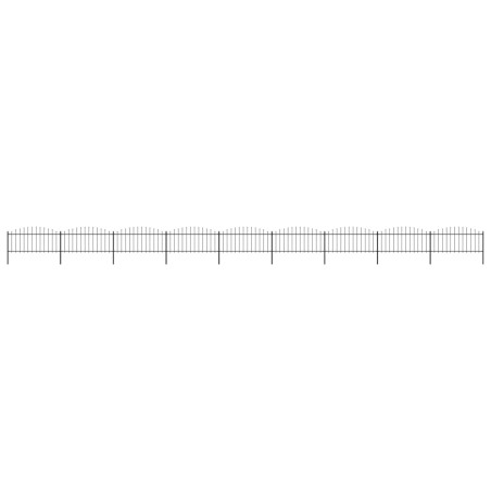 Gartenzaun mit Speerspitzen Stahl (0,5 - 0,75) x 15,3 m Schwarz